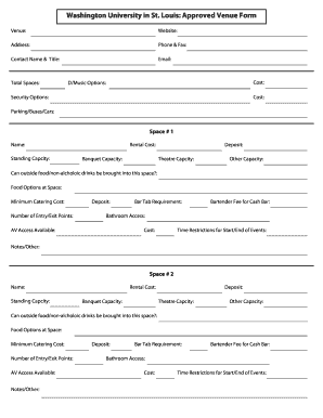 Washington University Venue Approval Form
