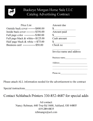 horse contract simple forms buckeye morgan pdffiller printable