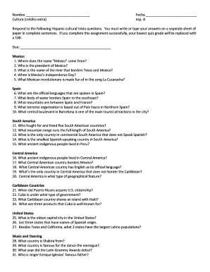 Hispanic Cultural Trivia Assignment