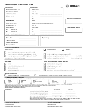 Repair Order Form for Hand Tools