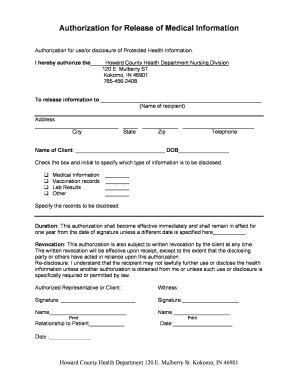 Authorization for Release of Medical Information