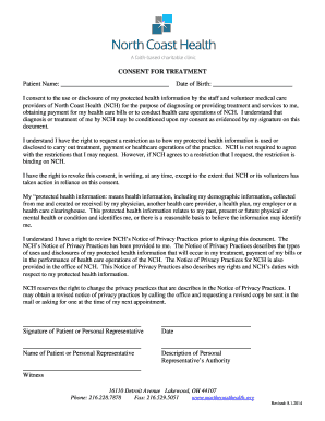 Consent for Treatment Form
