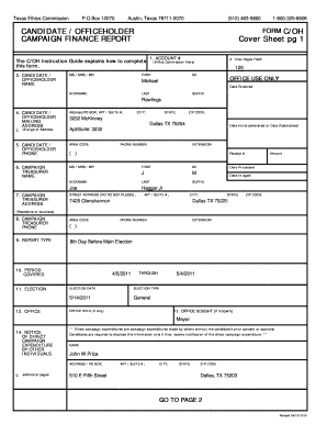 Texas Ethics Commission Campaign Finance Report