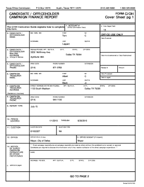 Texas Ethics Commission Campaign Finance Report
