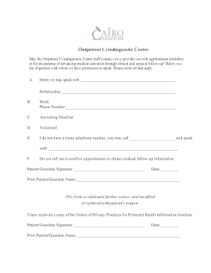 Outpatient Cytodiagnostic Center Contact Authorization