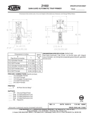 Sani-Gard Automatic Trap Primer Specification Sheet
