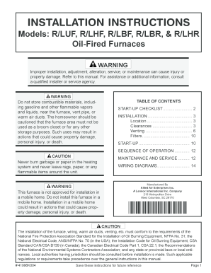Oil Furnace Installation Instructions