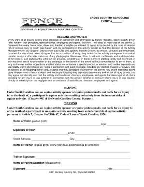 Equine Activity Release and Waiver
