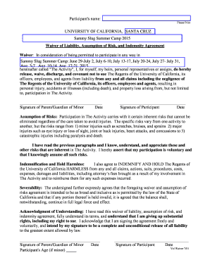 University of California Waiver of Liability