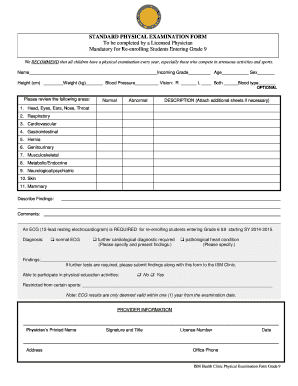 Divition chart - STANDARD PHYSICAL EXAMINATION FORM To be completed by a Licensed Physician Mandatory for Reenrolling Students Entering Grade 9 We RECOMMEND that all children have a physical examination every year, especially those who compete in strenuous