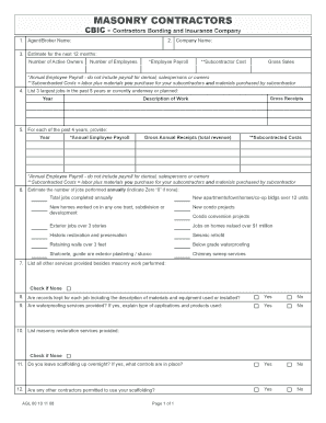 Masonry Contractor Financial and Job History Form