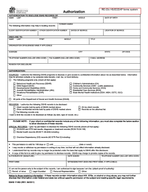 Washington State DSHS Authorization Form
