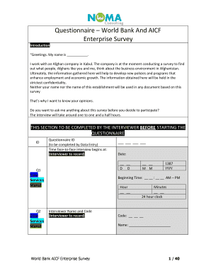 World Bank AICF Enterprise Survey