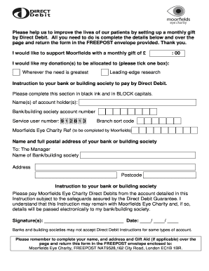 Moorfields Eye Charity Monthly Donation Form