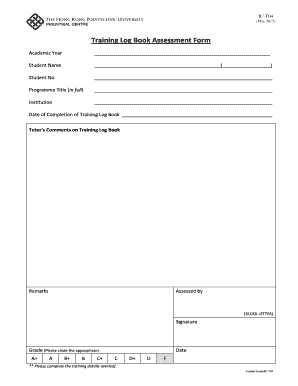 Training Log Book Assessment Form