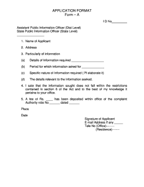 RTI Application Form A