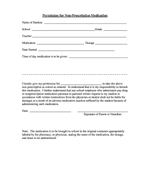 Permission for Non-Prescription Medication