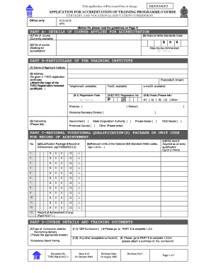 Application for Accreditation of Training Programme/Course