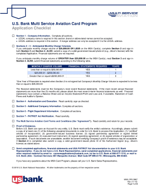 U.S. Bank Multi Service Aviation Card Application