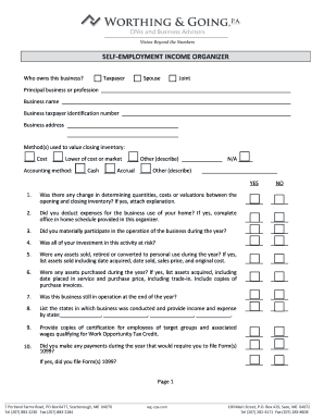 Self-Employment Income Organizer