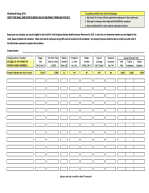 Small Employer Health Insurance Premiums Credit Worksheet 2015