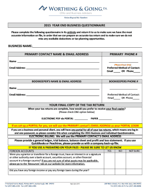 2015 Business Tax Return Engagement Letter