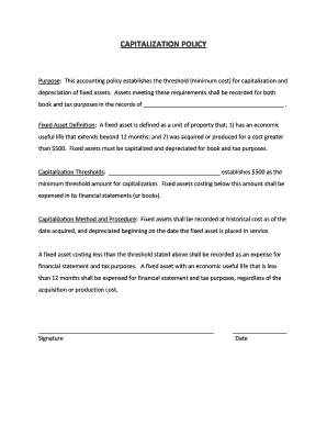 Capitalization Policy for Fixed Assets