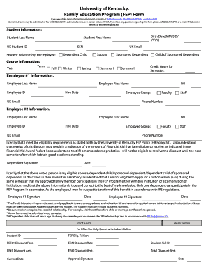 University of Kentucky Family Education Program Form