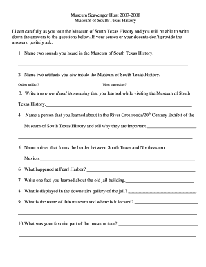 Museum Scavenger Hunt Form