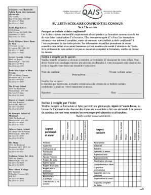 Bulletin Scolaire Confidentiel