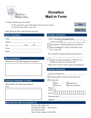 Donation Mail-In Form