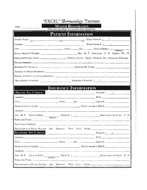 Excel Dermatology Institute Patient Registration Form