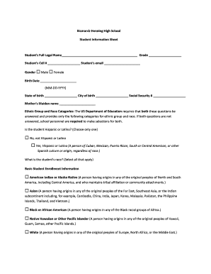 Student Information Sheet