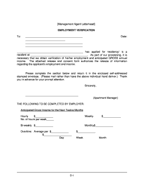 Employment and Asset Verification Forms