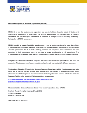 Student Perceptions of Research Supervision Questionnaire