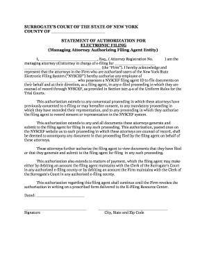 New York Electronic Filing Authorization Form