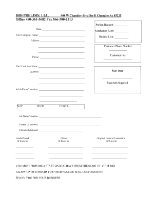 Mechanics Lien Request Form
