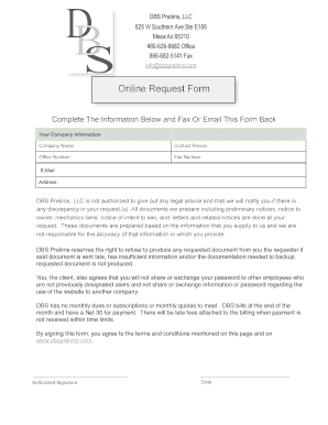 Online Request Form for Legal Documents