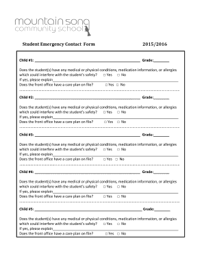 Student Emergency Contact Form