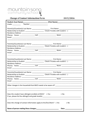 Change of Contact Information Form
