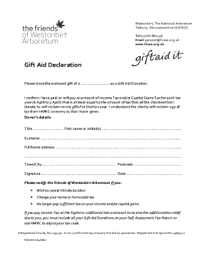 Gift Aid Declaration Form