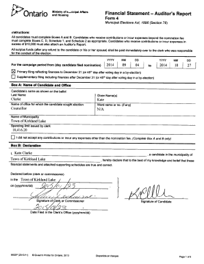 Ontario Municipal Election Financial Statement Form 4