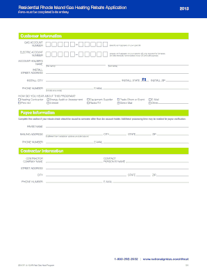 Rhode Island Residential Gas Heating Rebate Application