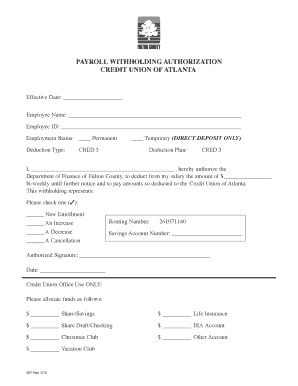 Payroll Withholding Authorization