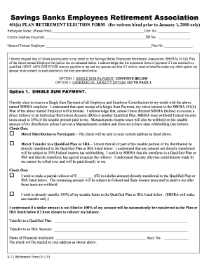 SBERA 401(k) Retirement Election Form