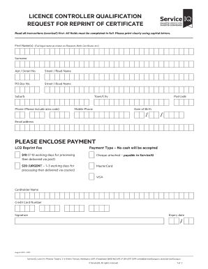 LCQ Certificate Reprint Request Form