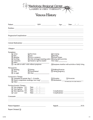 Venous History Form