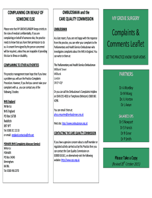 UK NHS Complaint Form