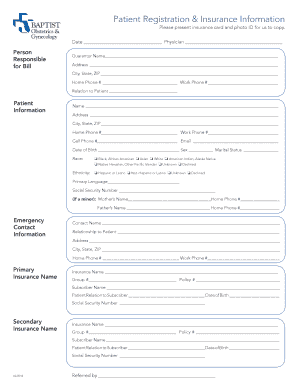 Patient Registration and Insurance Information Form