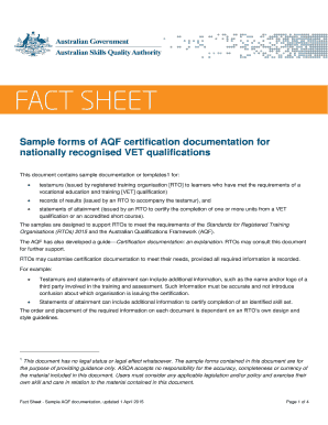 AQF Certification Documentation Templates